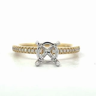 Style Essential Elegant Line 14K Yellow Gold Round Diamond Semi Mount