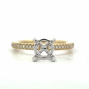 Style Essential Elegant Line 14K Yellow Gold Round Diamond Semi Mount