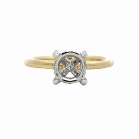 14K Yellow Gold Round Diamond Semi Mount Retro Vibe Evening Accessory