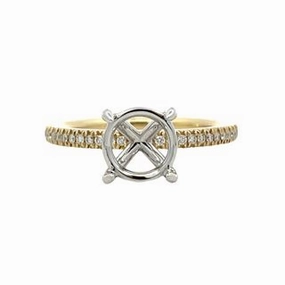 14K Yellow Gold Round Diamond Semi Mount Elegant flair