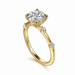 14K Yellow Gold Solitaire Diamond Engagement Ring Opulent Look Distinctive Layer
