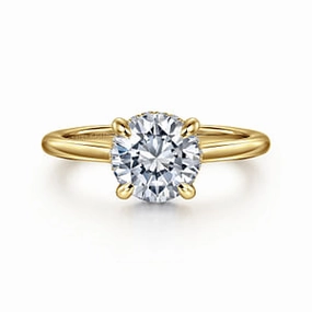 Fashionable Finish Party Style 14k Yellow/White Gold Hidden Halo Ring - 1.50 Carat Center Diamond