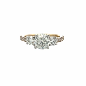 Glam Appeal Simple Edge 14K Yellow/White Gold Three Stone Ring