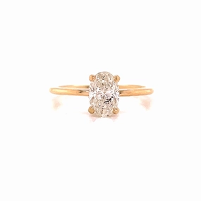 Polished Lines Subtle Beauty 14KW Oval Solitaire Diamond Engagement Ring