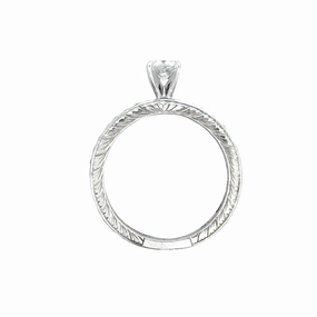 Unique Creation Elegant Pop 14KW Rectangle Diamond Engagement Ring