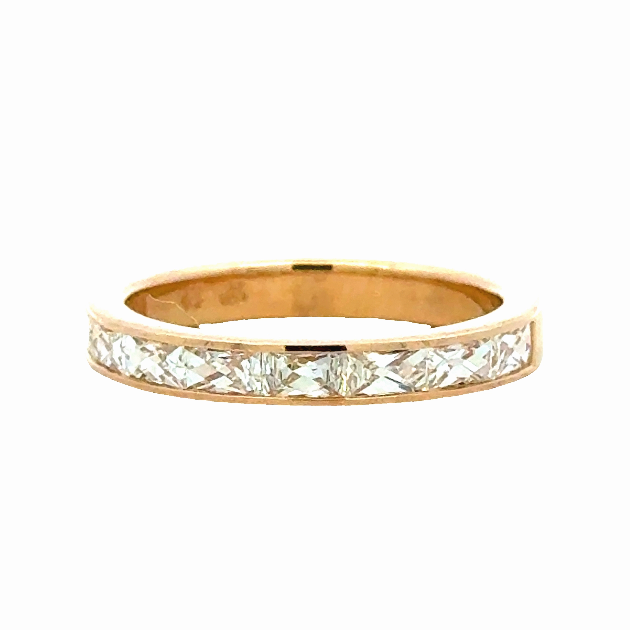 14KY 1/2 Way Around French Cut Baguette Diamond Anniversary Band Artisan Piece