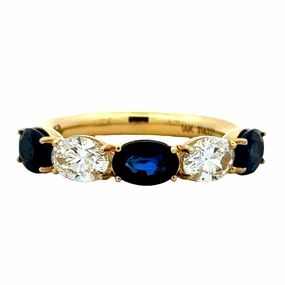 Model Ready 14KY 5-Stone Sapphire and Diamond Anniversary Band