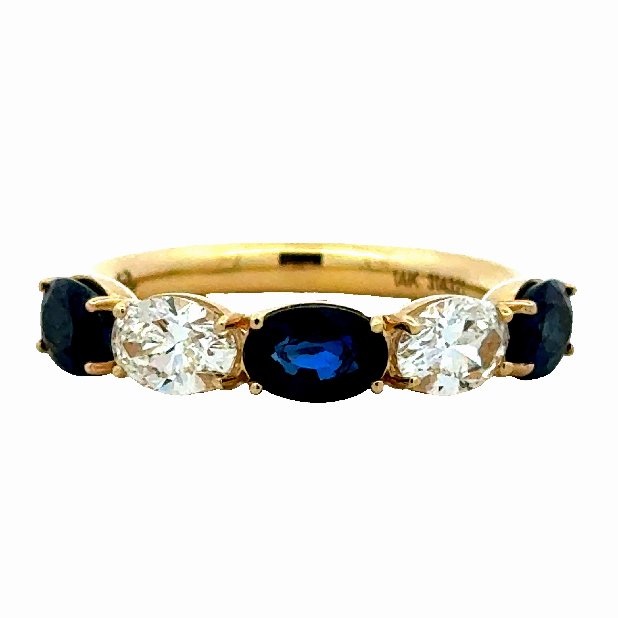 Model Ready 14KY 5-Stone Sapphire and Diamond Anniversary Band