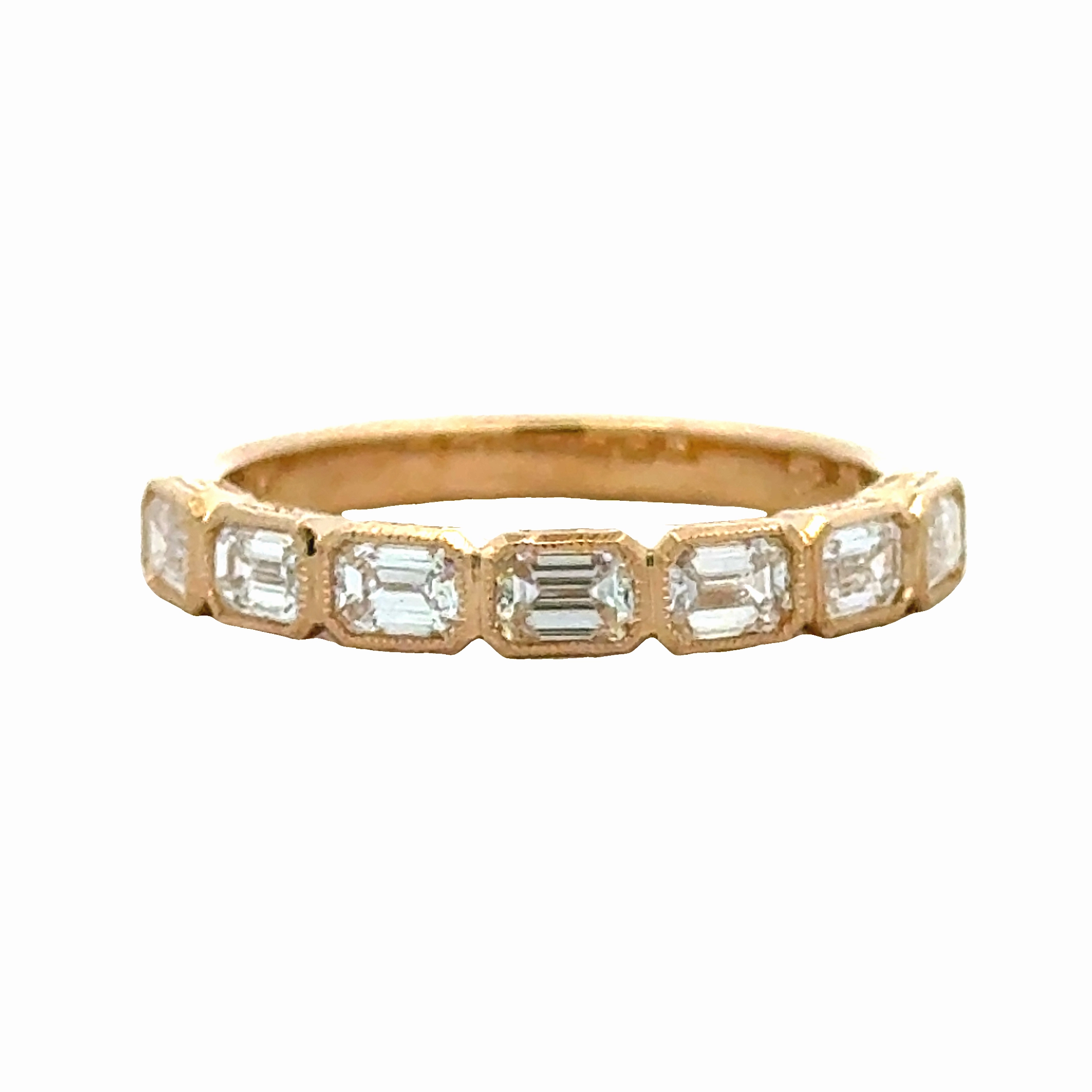 Mood Accent Statement Style 14KY 7-Stone Emerald Cut Diamond Anniversary Band