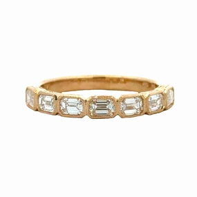 Mood Accent Statement Style 14KY 7-Stone Emerald Cut Diamond Anniversary Band