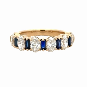 Charming Stones 14ky Diamond and Sapphire Anniversary Band