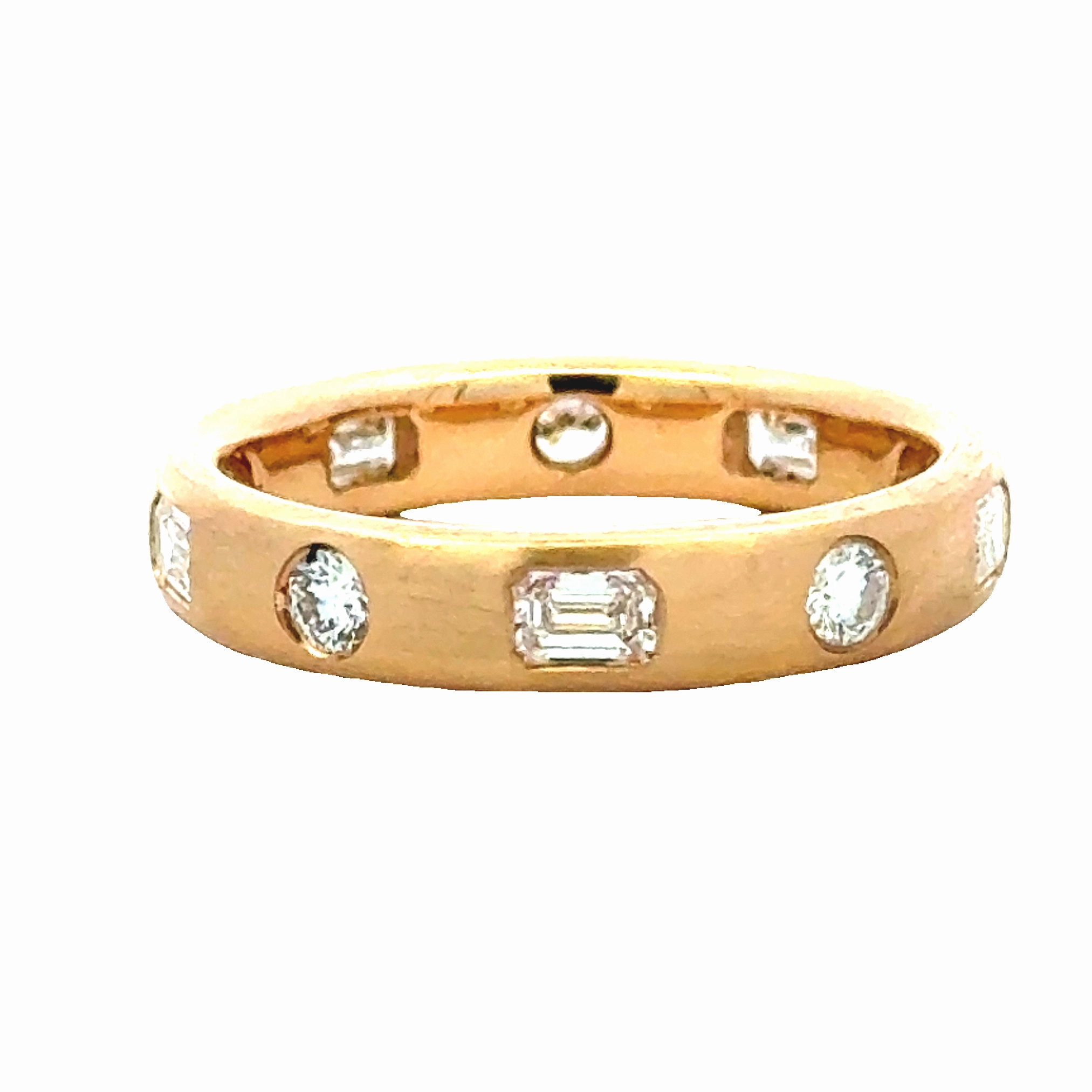 Celebration Ready 14ky Emerald and Round Diamond Eternity Band