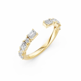 14KY Emerald and Round Diamond Stackable Ring (0.69cttw) Spark Touch Luxury Flow