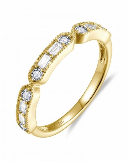 14ky Milgrain Diamond Stackable Rings (0.37cttw) Timeless Trend Radiant Edge