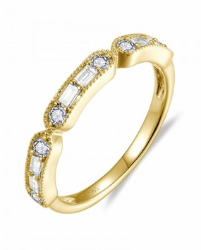14ky Milgrain Diamond Stackable Rings (0.37cttw) Timeless Trend Radiant Edge