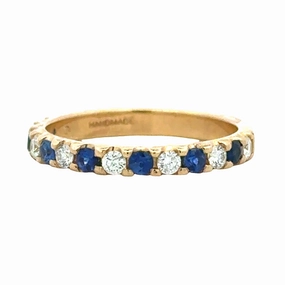 14ky Sapphire and Diamond Band Minimal Daywear Effortless Elegance