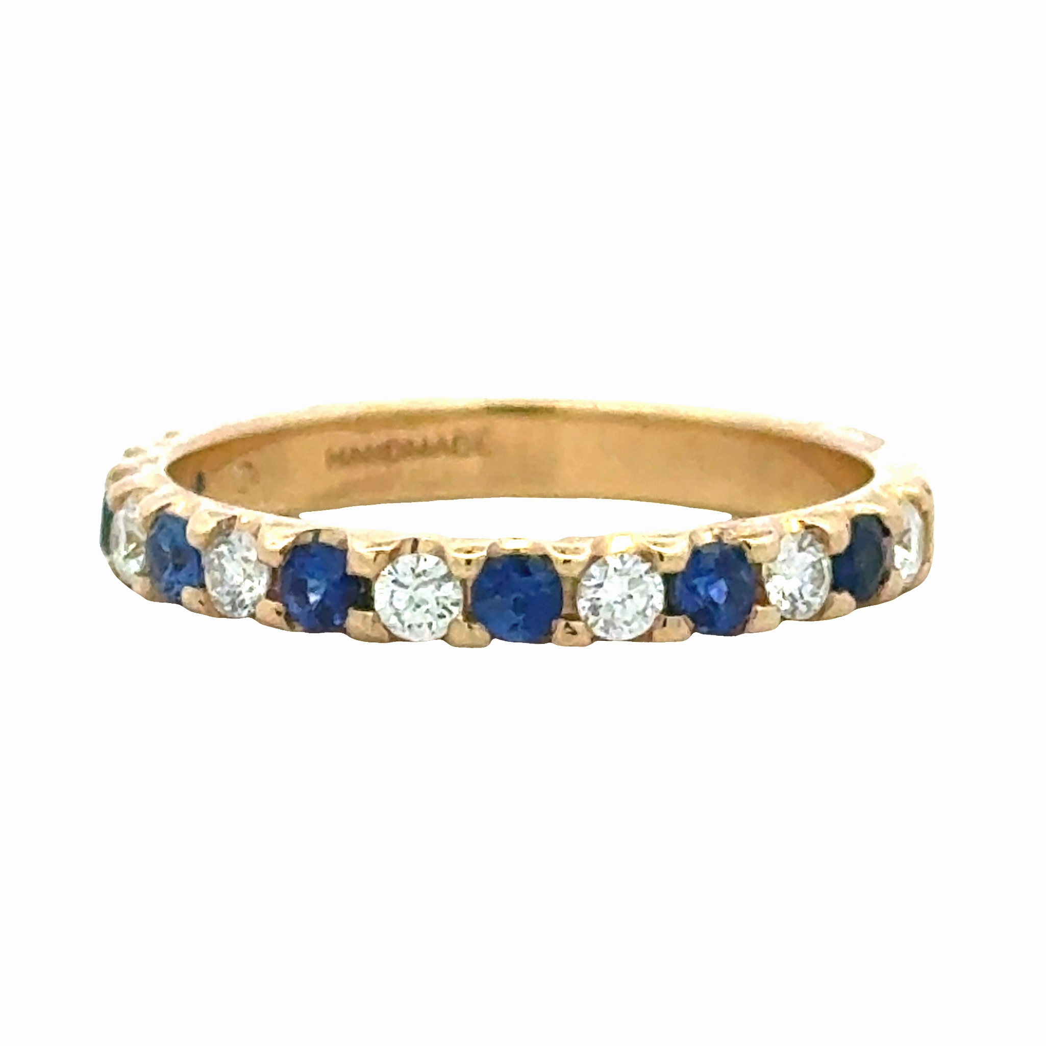 14ky Sapphire and Diamond Band Minimal Daywear Effortless Elegance