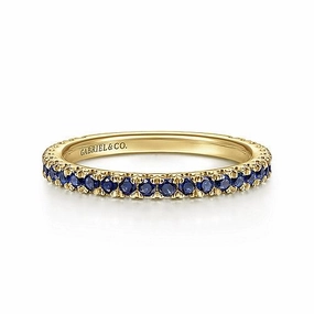 Birthday Surprise Vibrant Glow 14ky Sapphire Stackable Band