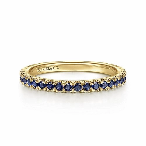 Birthday Surprise Vibrant Glow 14ky Sapphire Stackable Band