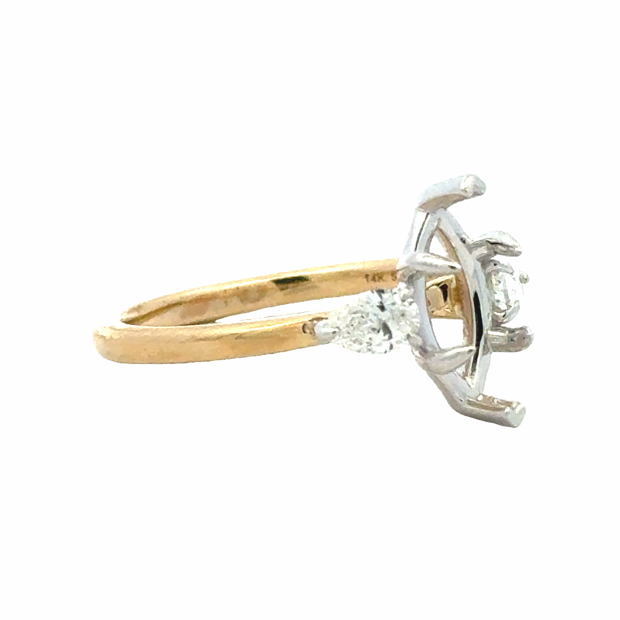 14kyw Three Stone Marquise Semi Mount Celebration Ready
