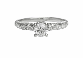 18 Karat White Gold Pave Solitaire Engagement Ring (.73cttw) Refined Mood