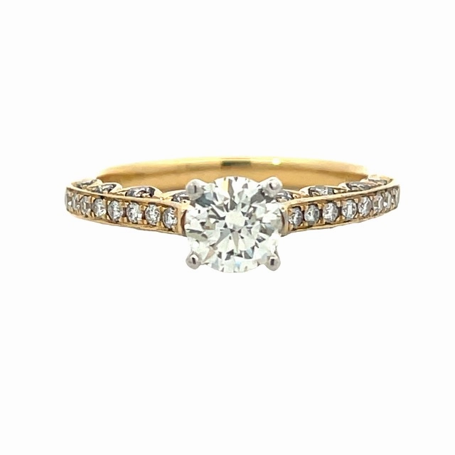 Elegant Spark 18 Karat Yellow Gold Straight Engagement Ring (1.00cttw)