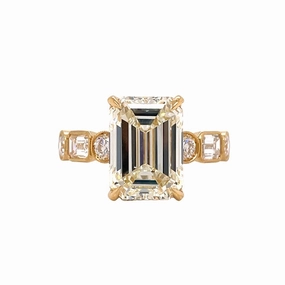 Chic Edge 18ky Emerald Cut Hidden Halo Engagement Ring (6.73cttw)
