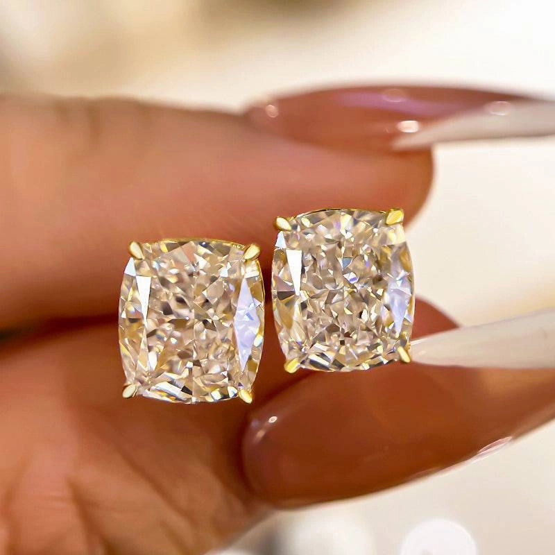 Polished Craft 2.0Ct Classic Cushion Cut Women's Stud Earrings In Sterling Silver