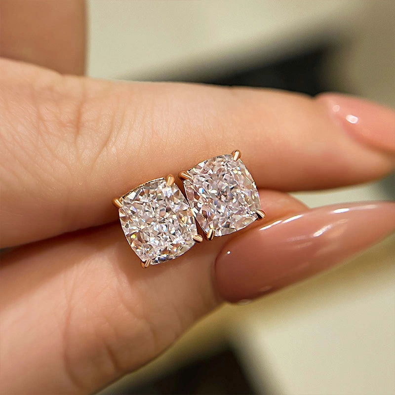 Soft Focus Stunning Detail 2.0Ct Classic Cushion Cut Women's Stud Earrings In Sterling Silver