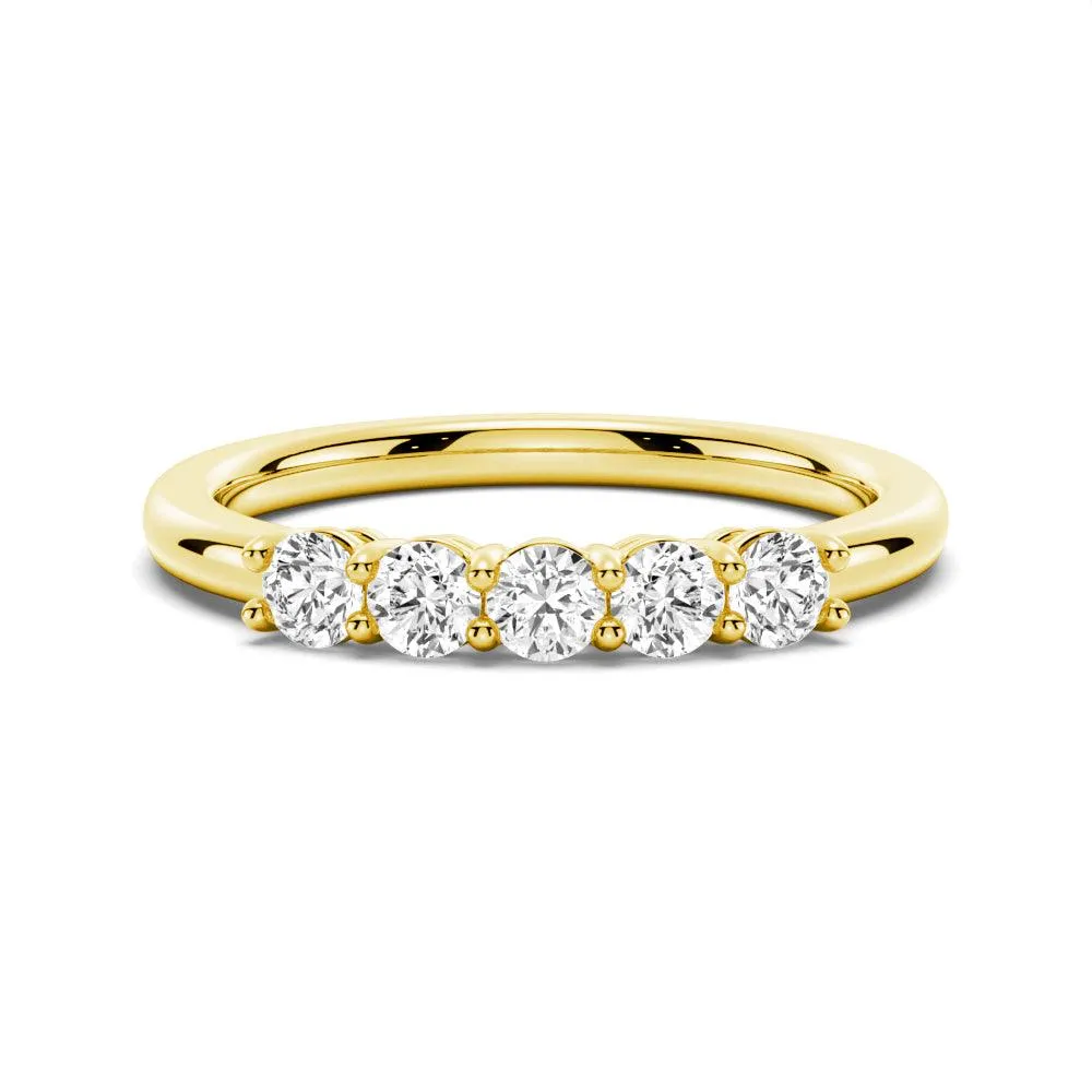 3mm 5 Stone Shared Prong Moissanite Anniversary Band Stock Item