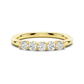 Unique Memento 3mm 5 Stone Shared Prong Moissanite Anniversary Band