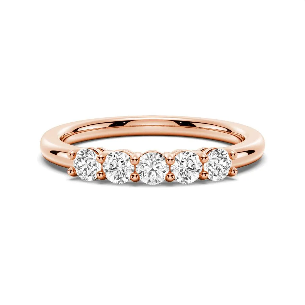 3mm 5 Stone Shared Prong Moissanite Anniversary Band Soft Form Stylish Adornment