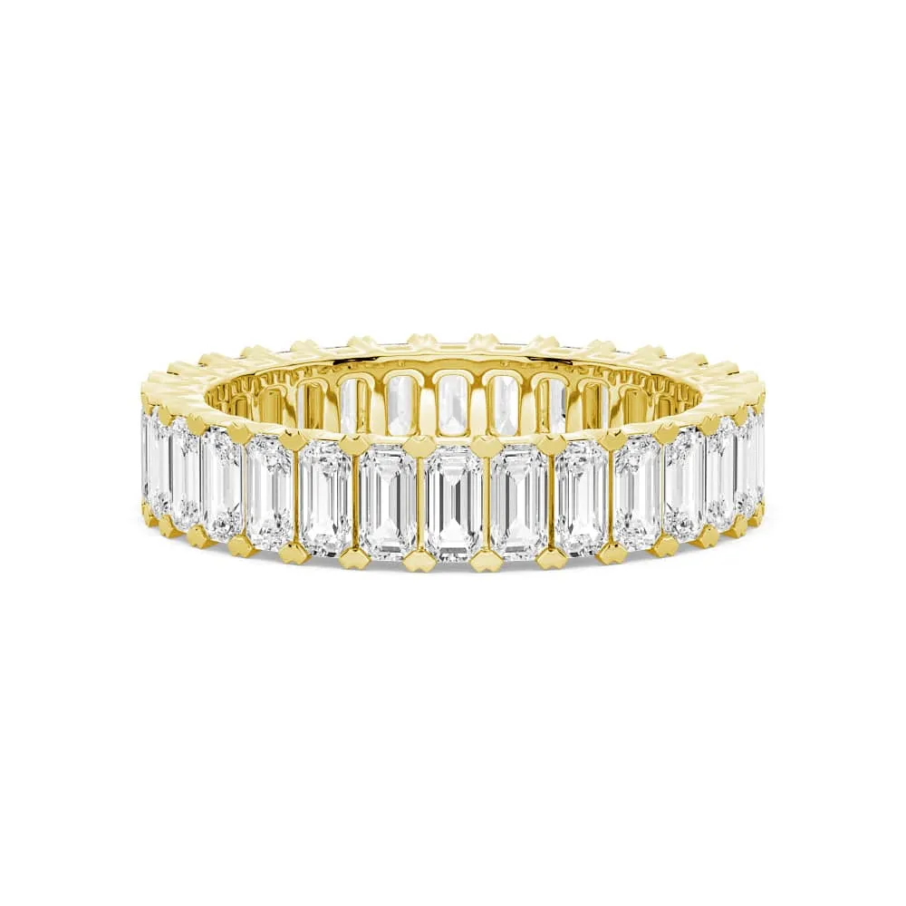 Branded Product Embossed Pattern 4.6ctw. Emerald Cut Moissanite Eternity Band