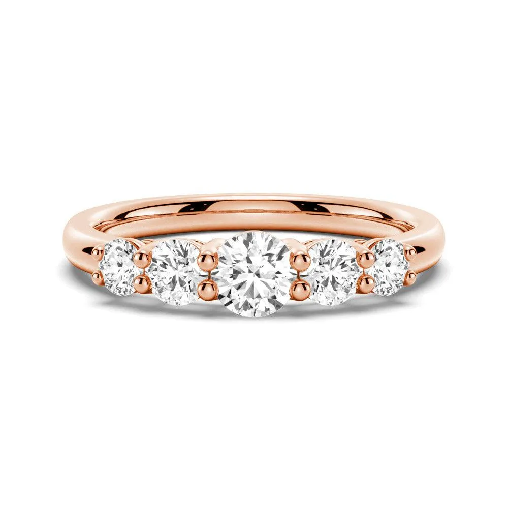 5 Stone Shared Prong Moissanite Anniversary Band Seasonal Look