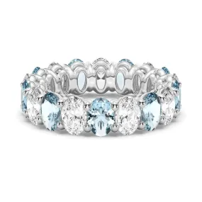 Personal Design 6.6 CT. Lab Grown White Sapphire with Aquamarine Gemstone Band