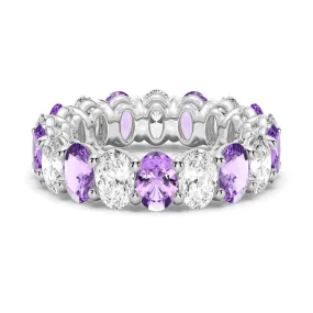 6.6 CT. Lab Grown White Sapphire with Purple  Amethyst  Gemstone Band Classic Set Inspired Present