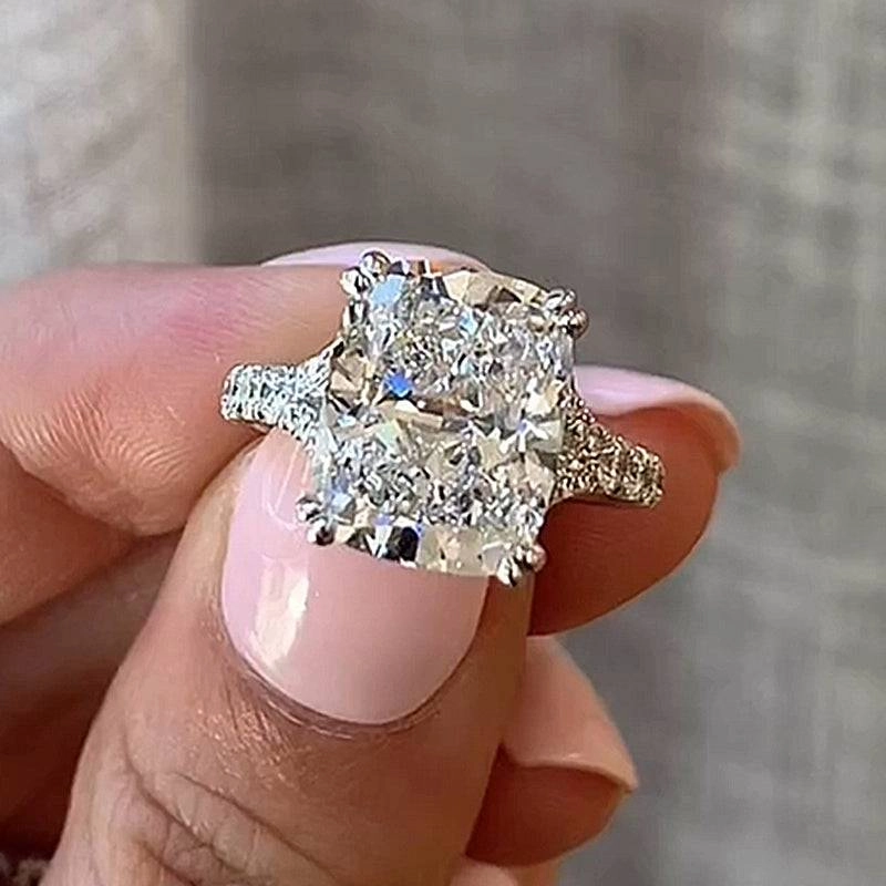 7.0Ct Excellent Split Shank Cushion Cut Engagement Ring Travel Rings For Her Exclusive Edge