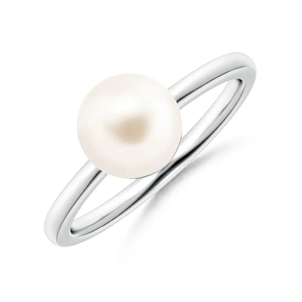 Stain Less Delicate Object 8mm Classic Freshwater Cultured Pearl Solitaire Ring