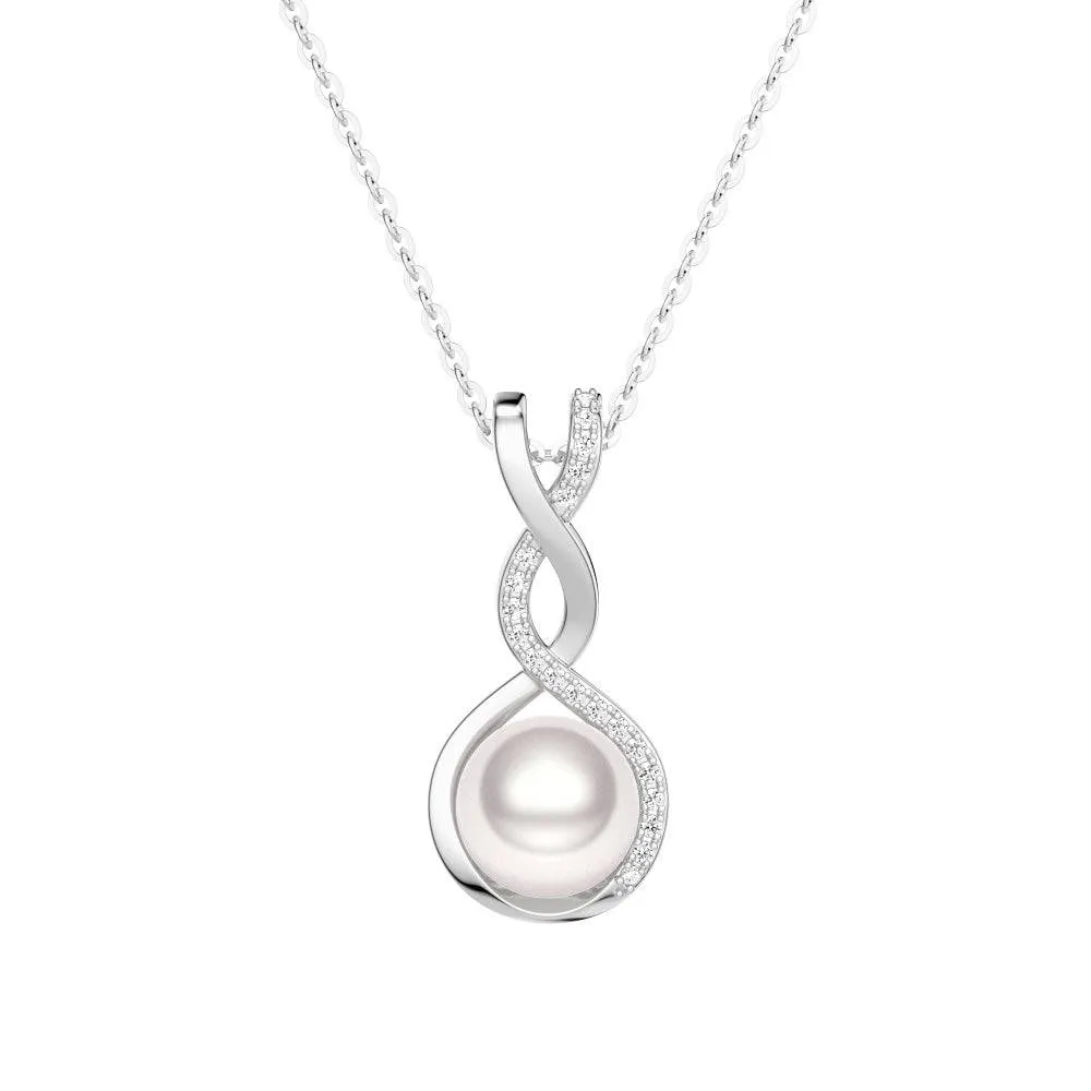 8MM Freshwater Pearl Twist Pendant Necklace Stylish Edge Chic Edge