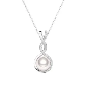 8MM Freshwater Pearl Twist Pendant Necklace Stylish Edge Chic Edge