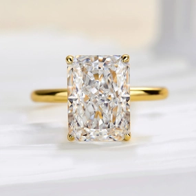 Louily Classic Radiant Cut Simulated Diamond Engagement Ring Holiday Glow Classy Vibe