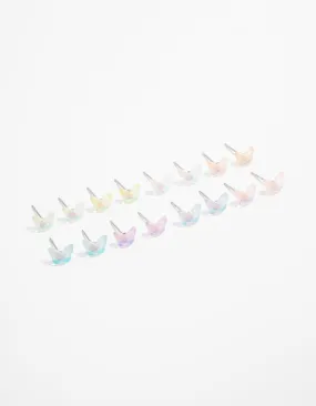 Stylish Creation Acrylic Basic Butterfly Stud Earrings 8-Pack