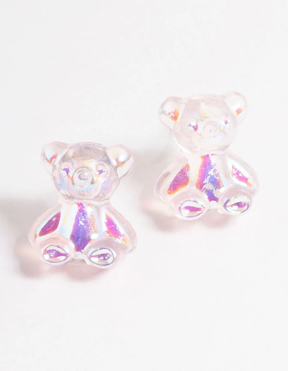 Acrylic Pink Candy Bear Stud Earrings Holiday Item Brilliant Adornment