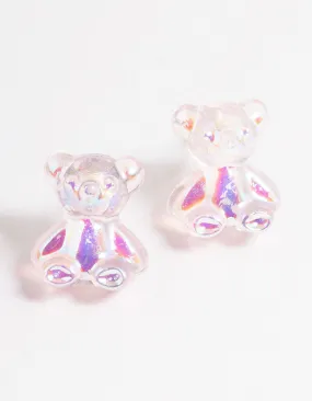 Acrylic Pink Candy Bear Stud Earrings Holiday Item Brilliant Adornment