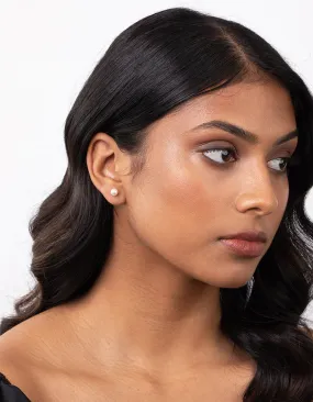 Unique Adornment Gorgeous Element Pearlise Cubic Zirconia Stud Earrings Duo