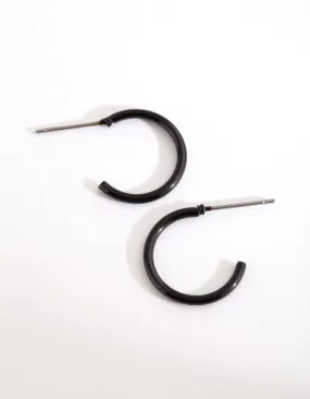 Gorgeous Vibe Black Coated Metal Hoop Earrings