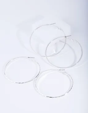 Silver Fine Hoop Earring Pack Tiny Adornment Trendy Trinket