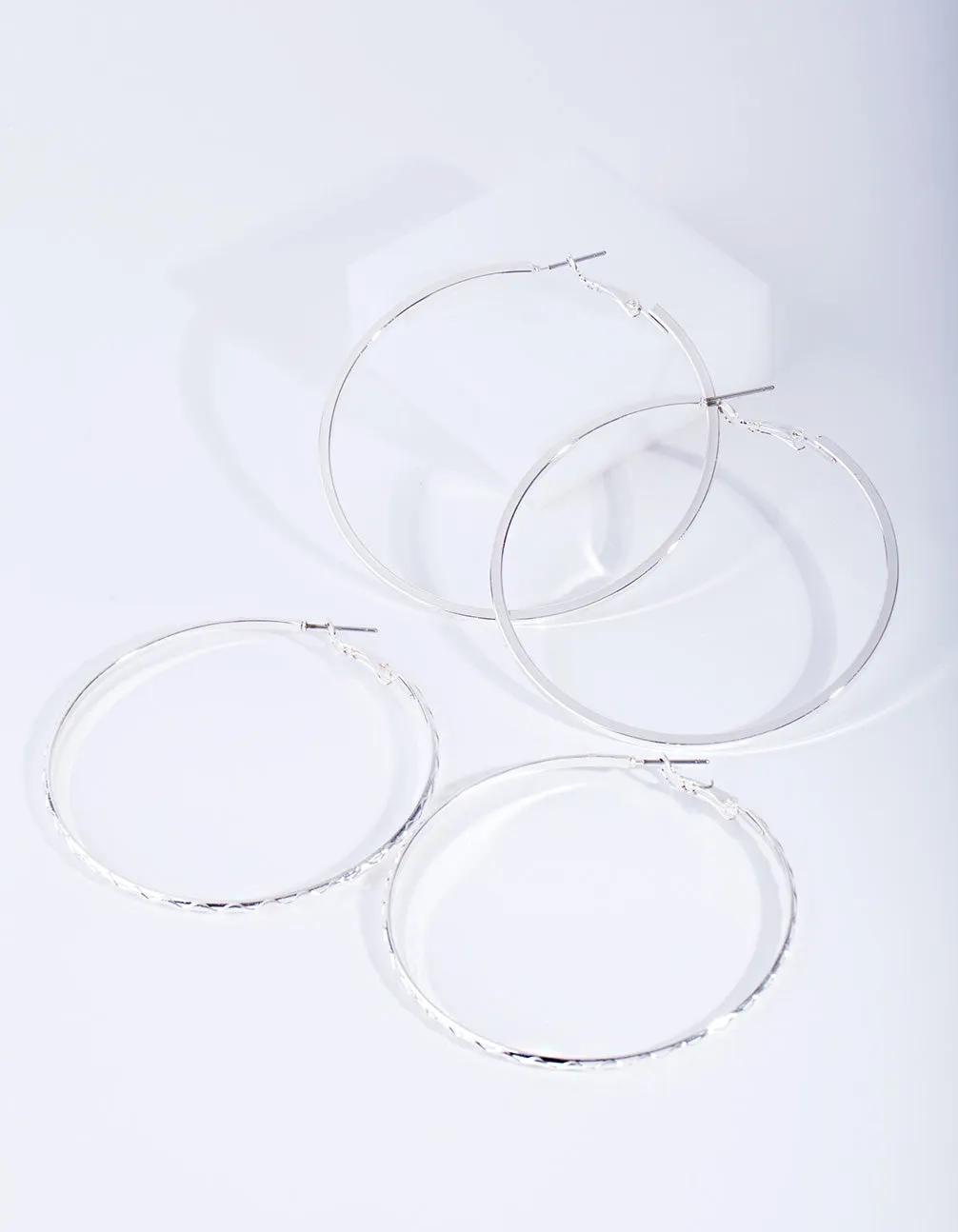Silver Fine Hoop Earring Pack Tiny Adornment Trendy Trinket