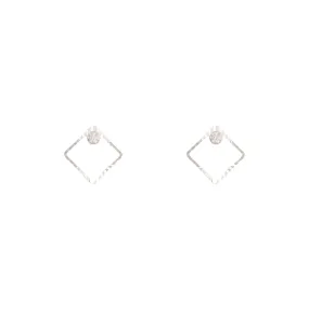 Premium Element Silver Square Diamante Stud Earrings