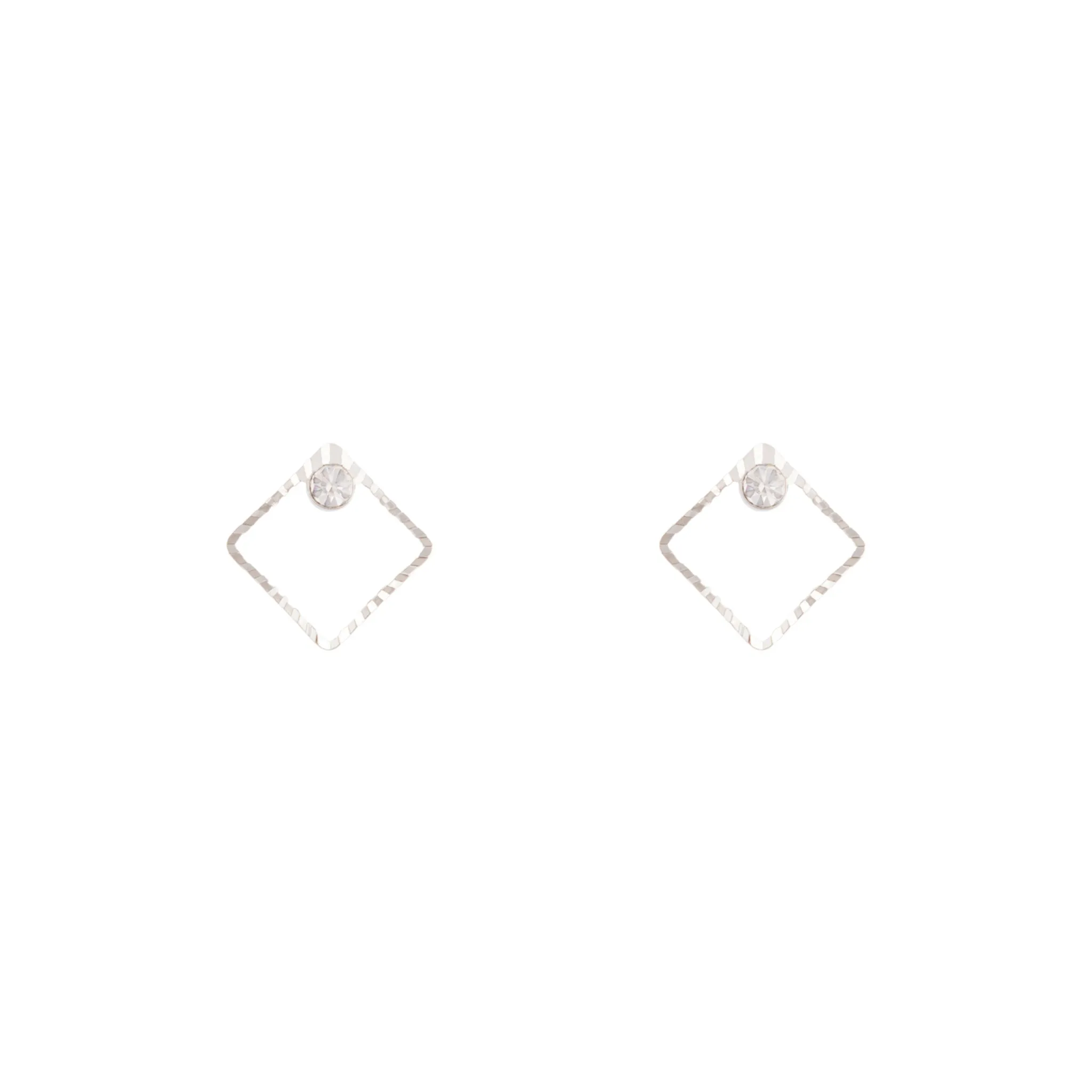 Premium Element Silver Square Diamante Stud Earrings